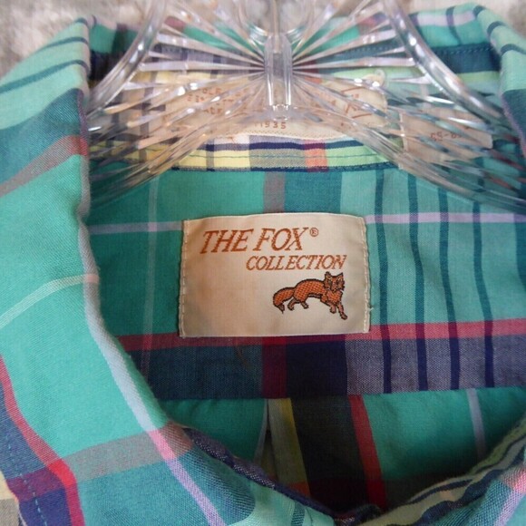 Vintage Fox Collection Shirt Mens Extra Large Plaid Short Sleeve Single Needle - Picture 2 of 14